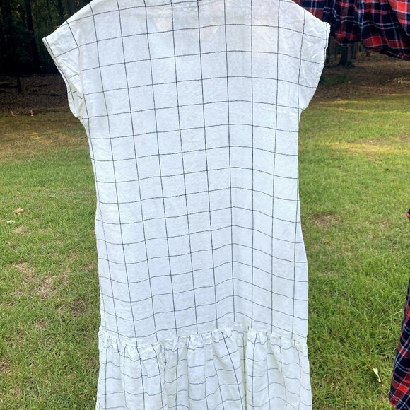 LinenbyMN Check Drop Ruffle Dress, size small with belt and pockets - Picture 7 of 8